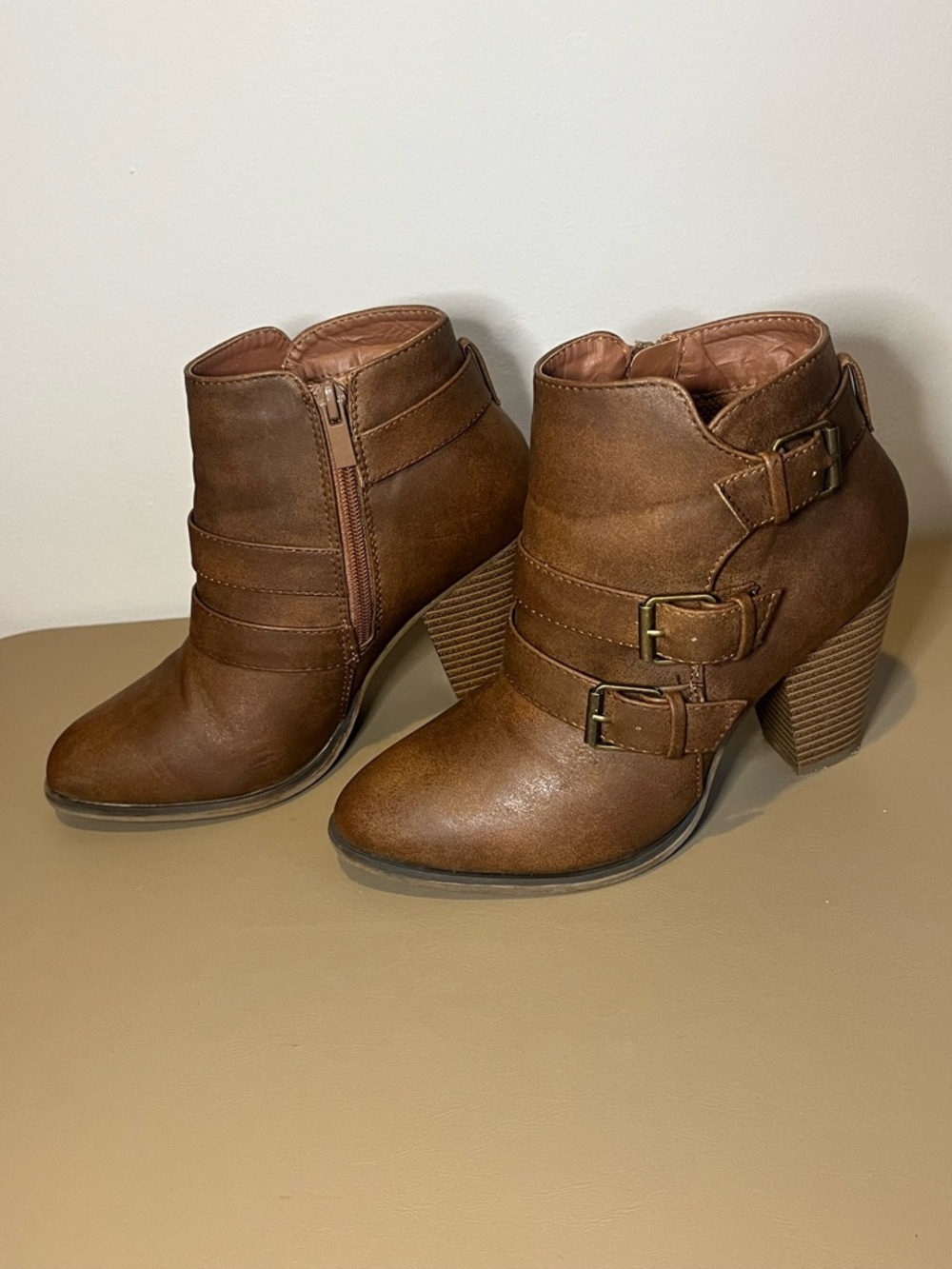 Brown Buckle Ankle Boots for Women - Stylish Heeled Booties